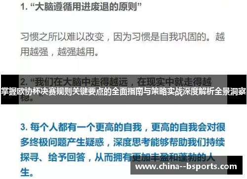 掌握欧协杯决赛规则关键要点的全面指南与策略实战深度解析全景洞察